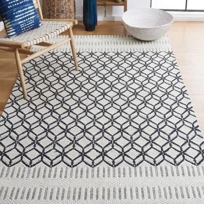 Kilim Hand Woven Dhurrie Wool Rug Vibrant and Bold | Ivory | 5 x 8 Feet