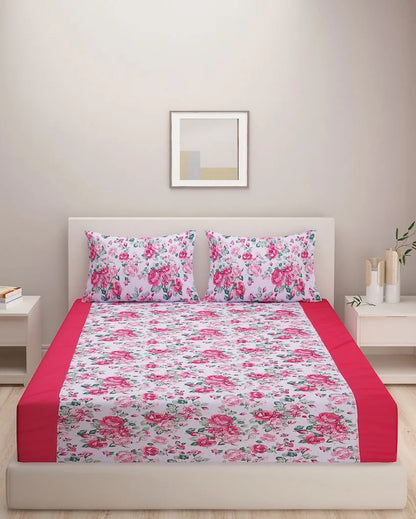 Gordo Mix And Matxh Design Cotton Fitted Double Bedsheet with 2 Pillow Covers | Double Fitted Size | 72 x 78 Inches