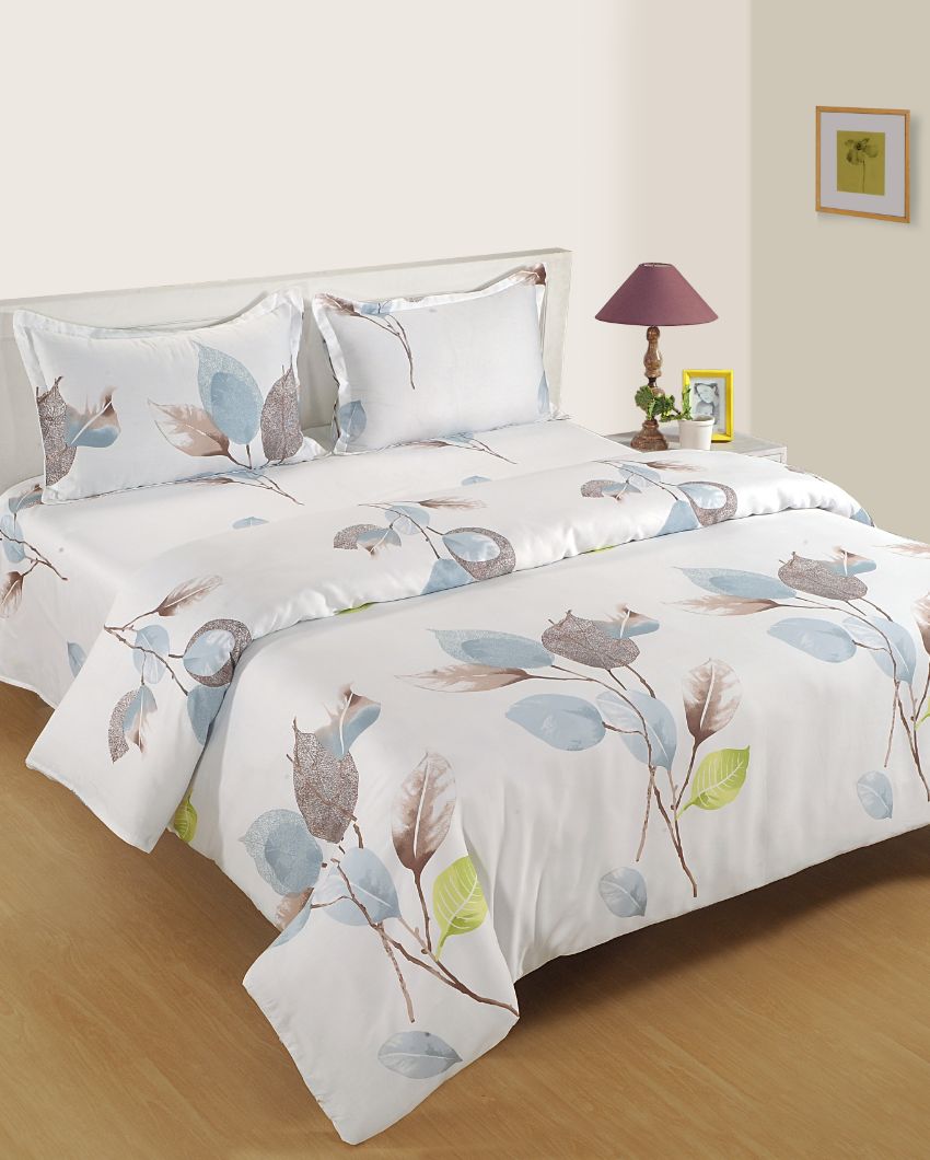 Moi Cotton Fitted Double Bedsheet with 2 Pillow Covers | Double Fitted Size | 72 x 78 Inches