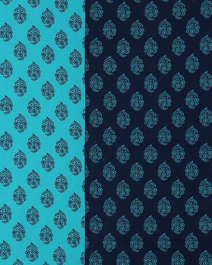 Turquoise Geometric Printed Cotton Bedding Set With Pillow Covers | Single, Double Fitted, Double Or King Size | 60 x 90 Inches , 72 x 78 Inches , 90 x 108 Inches , 108 x 108 Inches Double Fitted