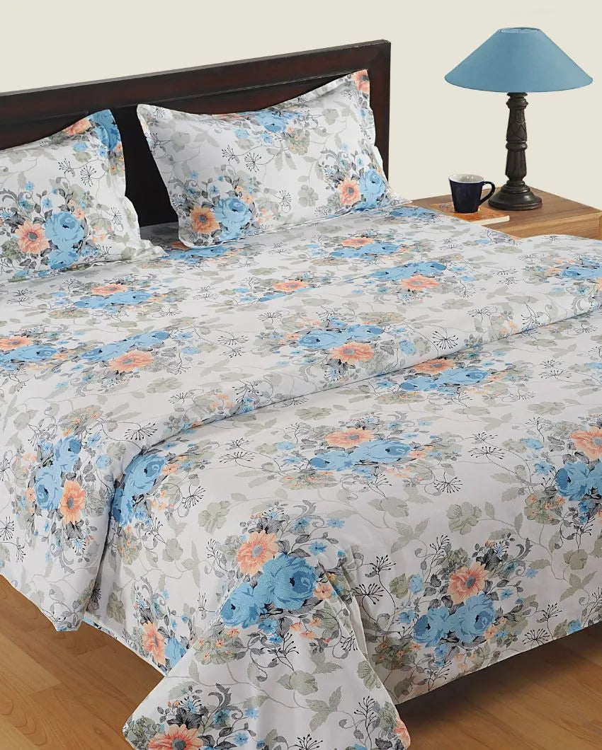 Ferry Cotton Fitted Double Bedsheet with 2 Pillow Covers | Double Fitted Size | 72 x 78 Inches