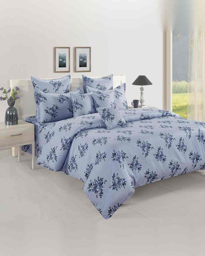 Elegant Floral Veda Pure Cotton One King Fitted Bedsheet With Two Pillow Covers Set | 78 x 72 x 10 inches