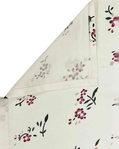 Sophisticated Zinnia Floral Print Mercerized Pure Cotton One King Fitted Bedsheet With Two Pillow Covers Set | 78 x 72 x 10 inches