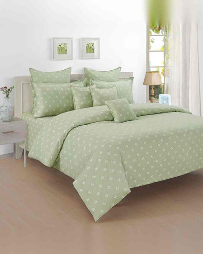 Contemporary Geometric Zinnia Mercerized Pure Cotton One King Fitted Bedsheet With Two Pillow Covers Set | 78 x 72 x 10 inches