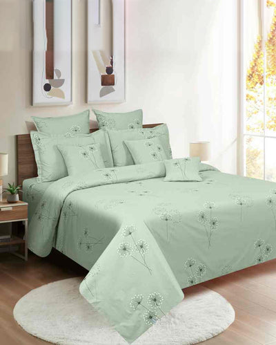 Elegant Floral Zinnia Mercerized Pure Cotton One King Fitted Bedsheet With Two Pillow Covers Set | 78 x 72 x 10 inches