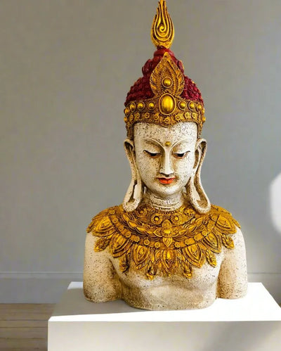 Hand Painted Buddha Head Artful Serenity and Spiritual Elegance