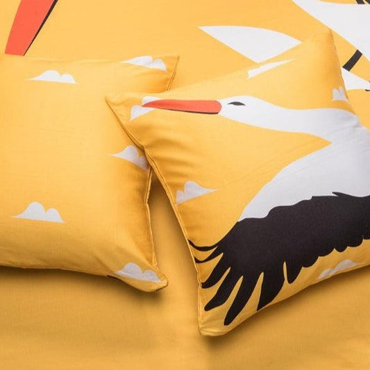 Yellow The Stork's Cotton Cushion Covers | Set of 2 | 15 x 15 inches