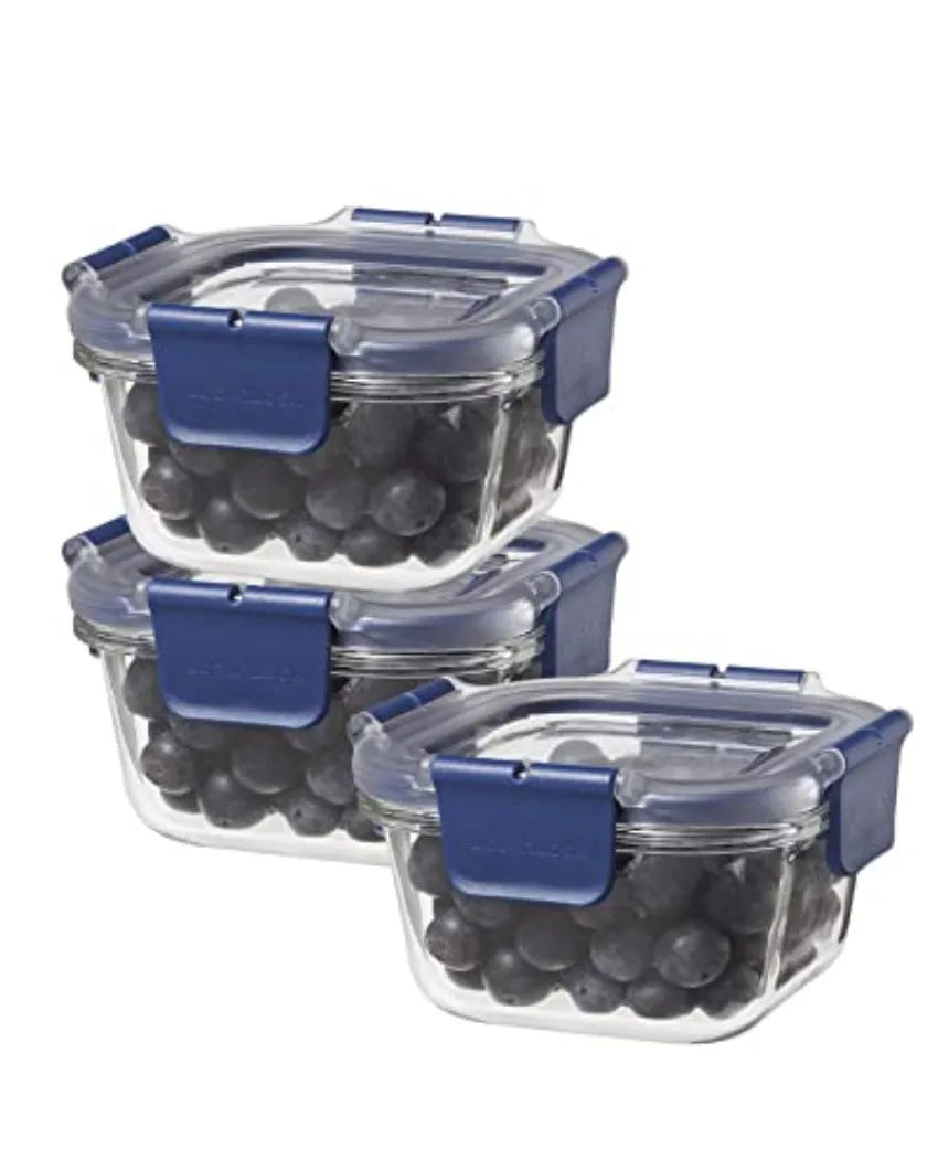 Airtight Glass Containers With Lid | Pack of 3 | 300 ML