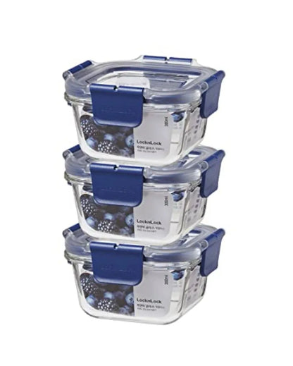 Airtight Glass Containers With Lid | Pack of 3 | 300 ML