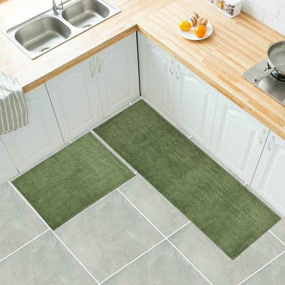 Solid Microfiber Anti Slip Kitchen Mat | Pack of 2
