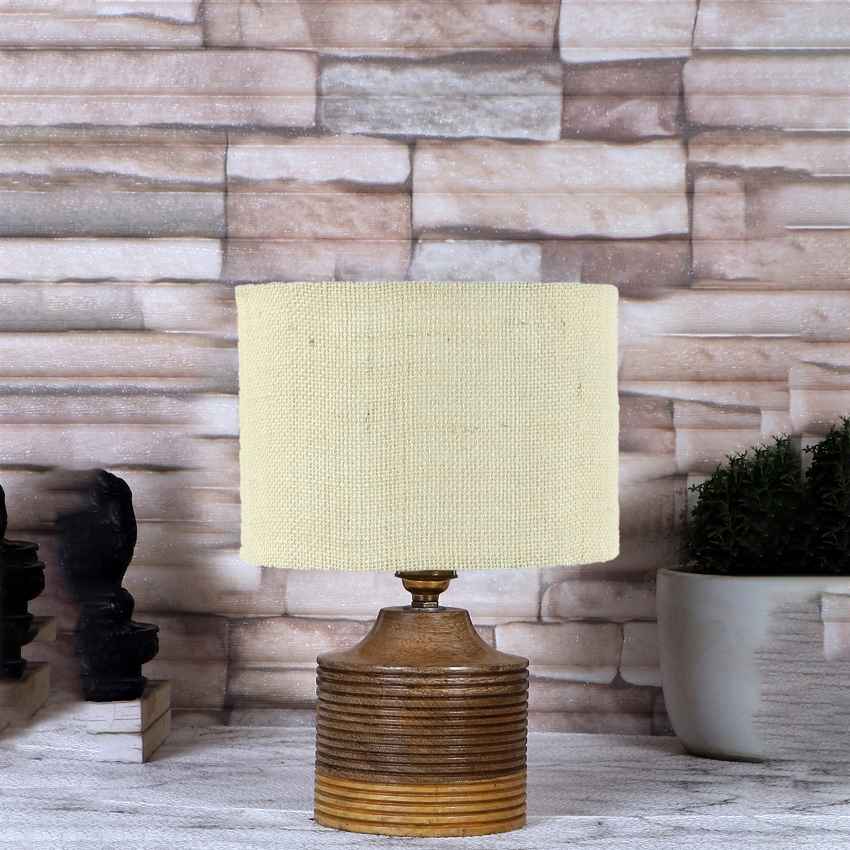 Sleek White Wood Table Lamp with Shade Without Bulb | 7 x 10 inches