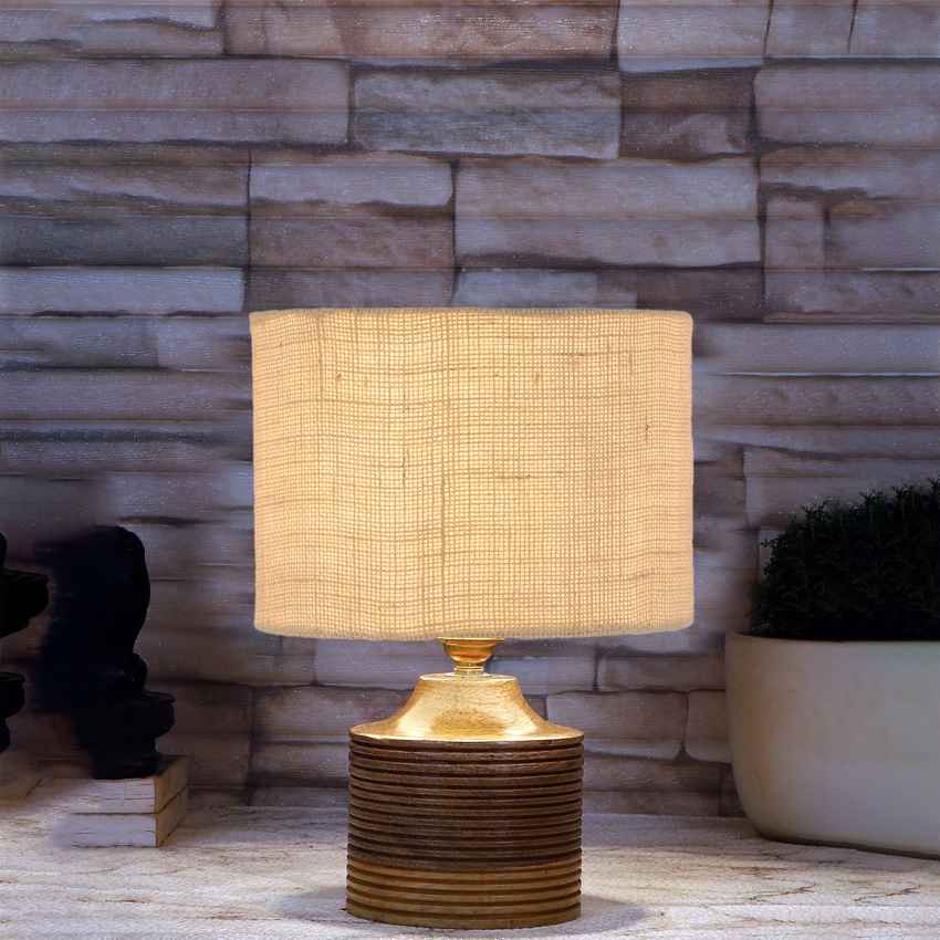 Sleek White Wood Table Lamp with Shade Without Bulb | 7 x 10 inches