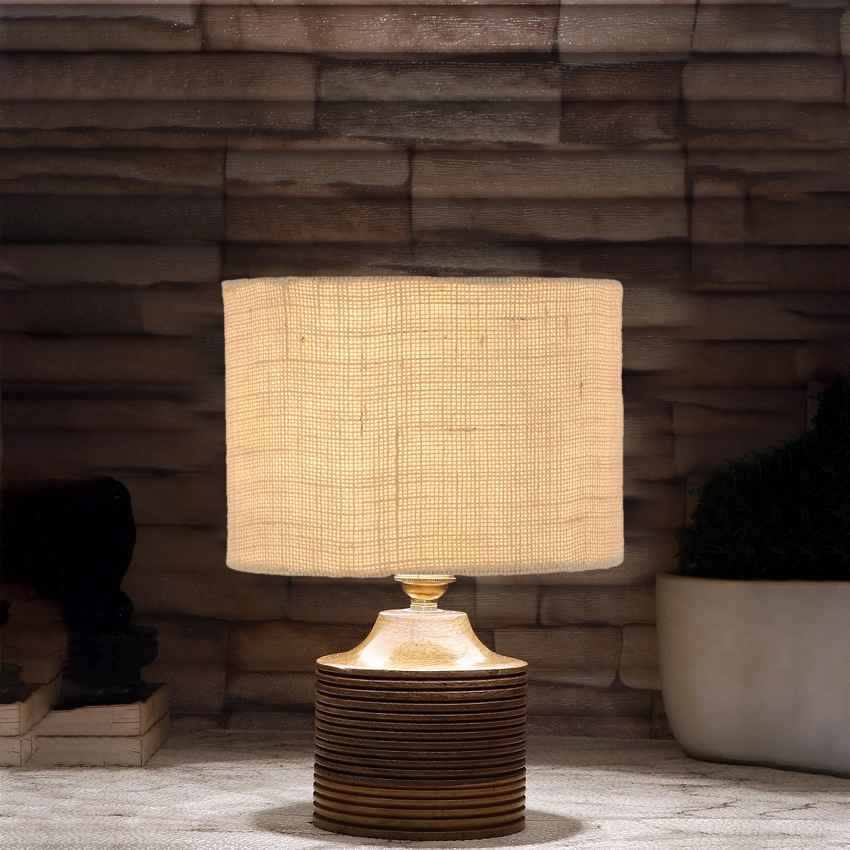 Sleek White Wood Table Lamp with Shade Without Bulb | 7 x 10 inches