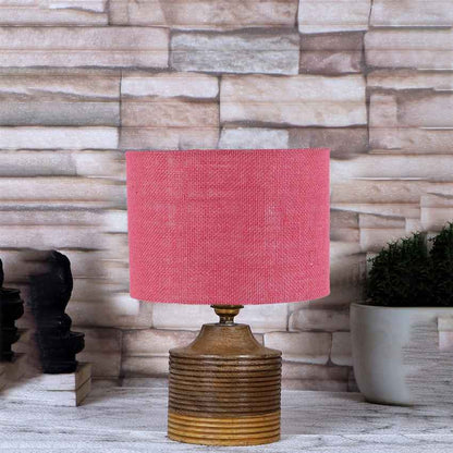 Pretty Delicate Soft Pink Wooden Table Lamp with Shade Without Bulb | 7 x 10 inches