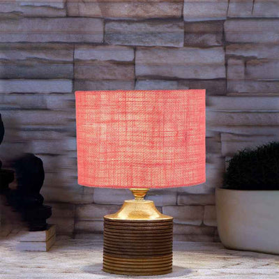 Pretty Delicate Soft Pink Wooden Table Lamp with Shade Without Bulb | 7 x 10 inches