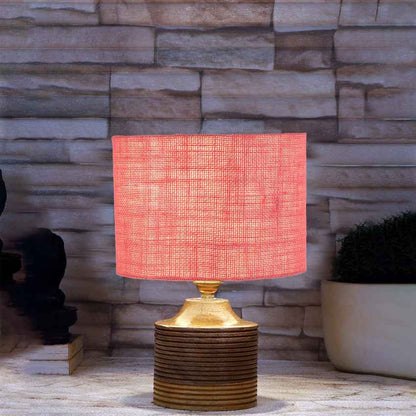 Pretty Delicate Soft Pink Wooden Table Lamp with Shade Without Bulb | 7 x 10 inches