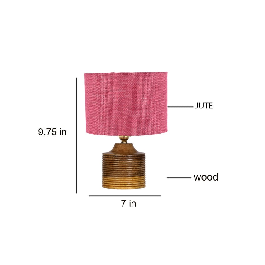 Pretty Delicate Soft Pink Wooden Table Lamp with Shade Without Bulb | 7 x 10 inches