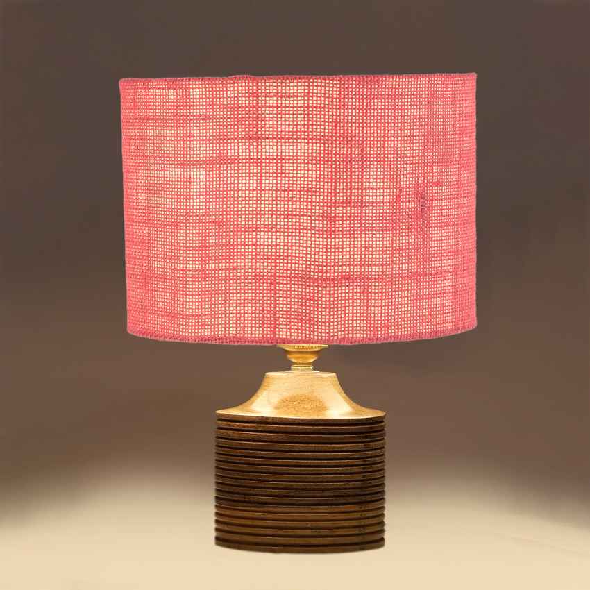 Pretty Delicate Soft Pink Wooden Table Lamp with Shade Without Bulb | 7 x 10 inches