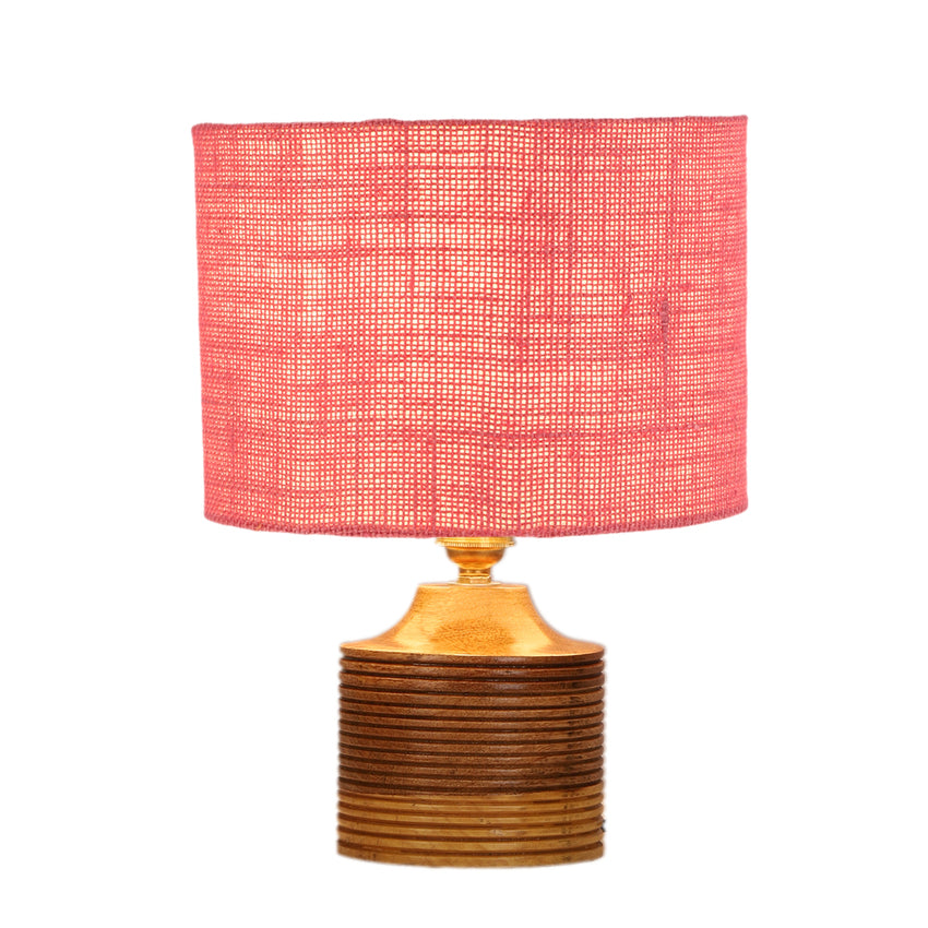 Pretty Delicate Soft Pink Wooden Table Lamp with Shade Without Bulb | 7 x 10 inches