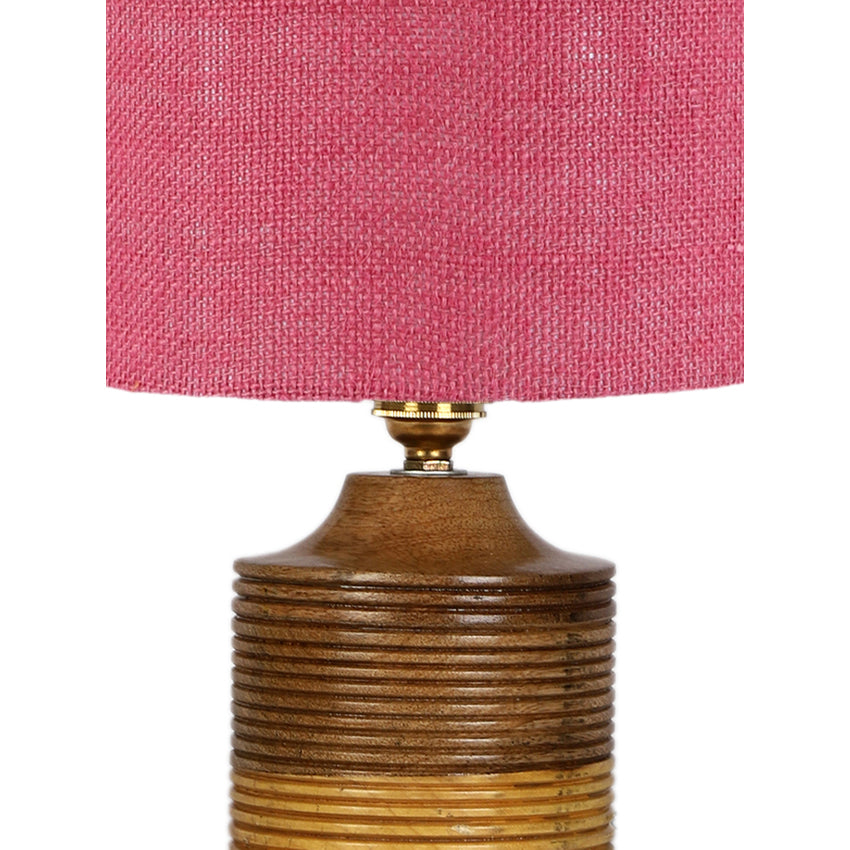 Pretty Delicate Soft Pink Wooden Table Lamp with Shade Without Bulb | 7 x 10 inches