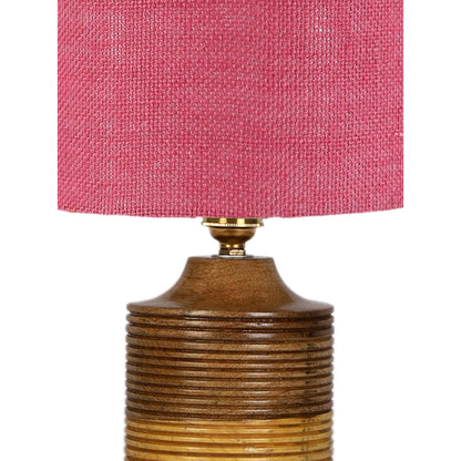 Pretty Delicate Soft Pink Wooden Table Lamp with Shade Without Bulb | 7 x 10 inches