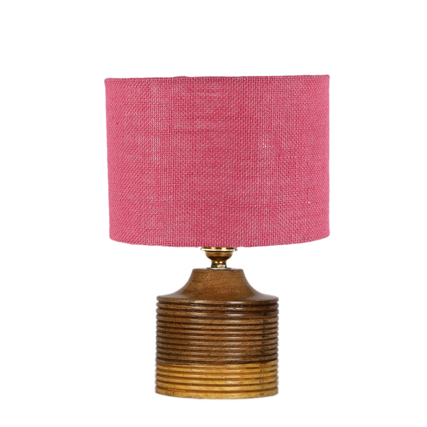 Pretty Delicate Soft Pink Wooden Table Lamp with Shade Without Bulb | 7 x 10 inches