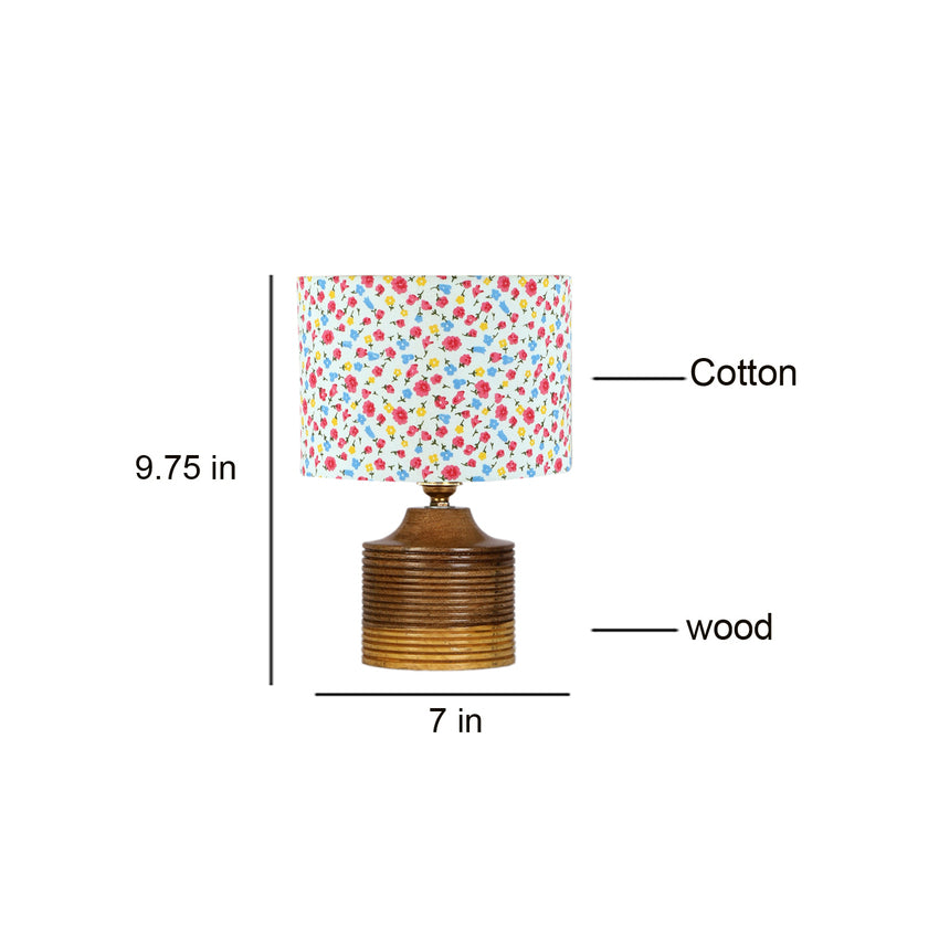 Bright Vibrant Multicolor Wood Table Lamp with Shade Without Bulb | 7 x 10 inches