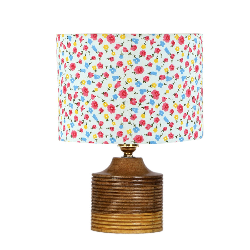 Bright Vibrant Multicolor Wood Table Lamp with Shade Without Bulb | 7 x 10 inches