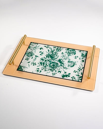 Opulent Hue Vintage Charm Glass Serving Tray | 14 x 9 x 2 inches
