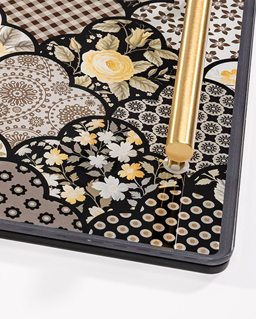 Garden Motif Rich Medley Glass Serving Tray | 14 x 9 x 2 inches