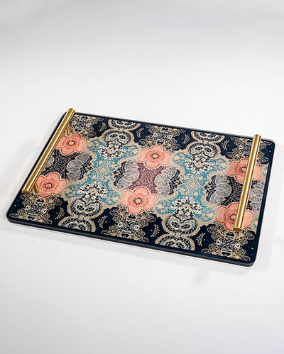 Elegance Embodied Colorful Glass Serving Tray | 14 x 9 x 2 inches
