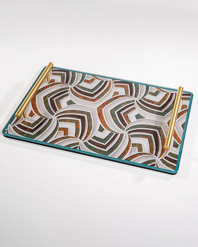 Wildlife Pattern Elegance Spectrum Glass Serving Tray | 14 x 9 x 2 inches