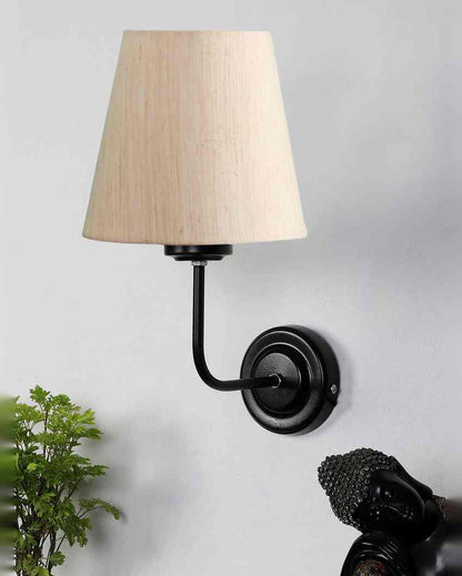 Timeless Classic Cotton Wall Mounted Lamp With Iron Base | 7 x 6 x 10 inches