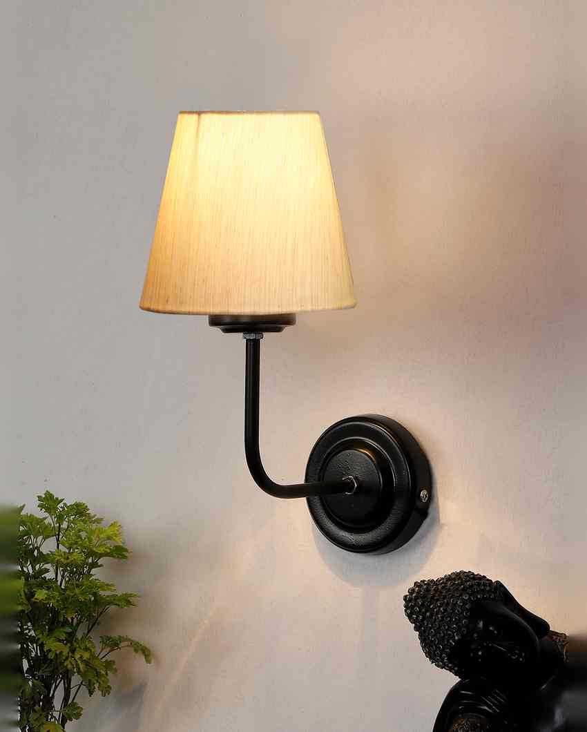 Timeless Classic Cotton Wall Mounted Lamp With Iron Base | 7 x 6 x 10 inches