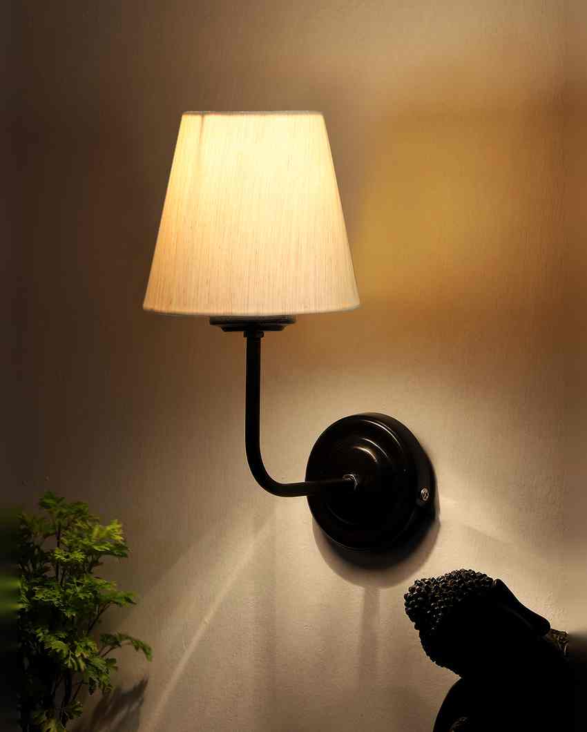 Timeless Classic Cotton Wall Mounted Lamp With Iron Base | 7 x 6 x 10 inches