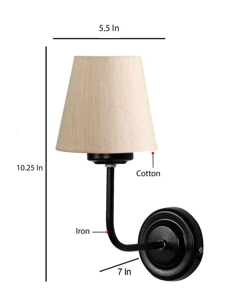 Timeless Classic Cotton Wall Mounted Lamp With Iron Base | 7 x 6 x 10 inches