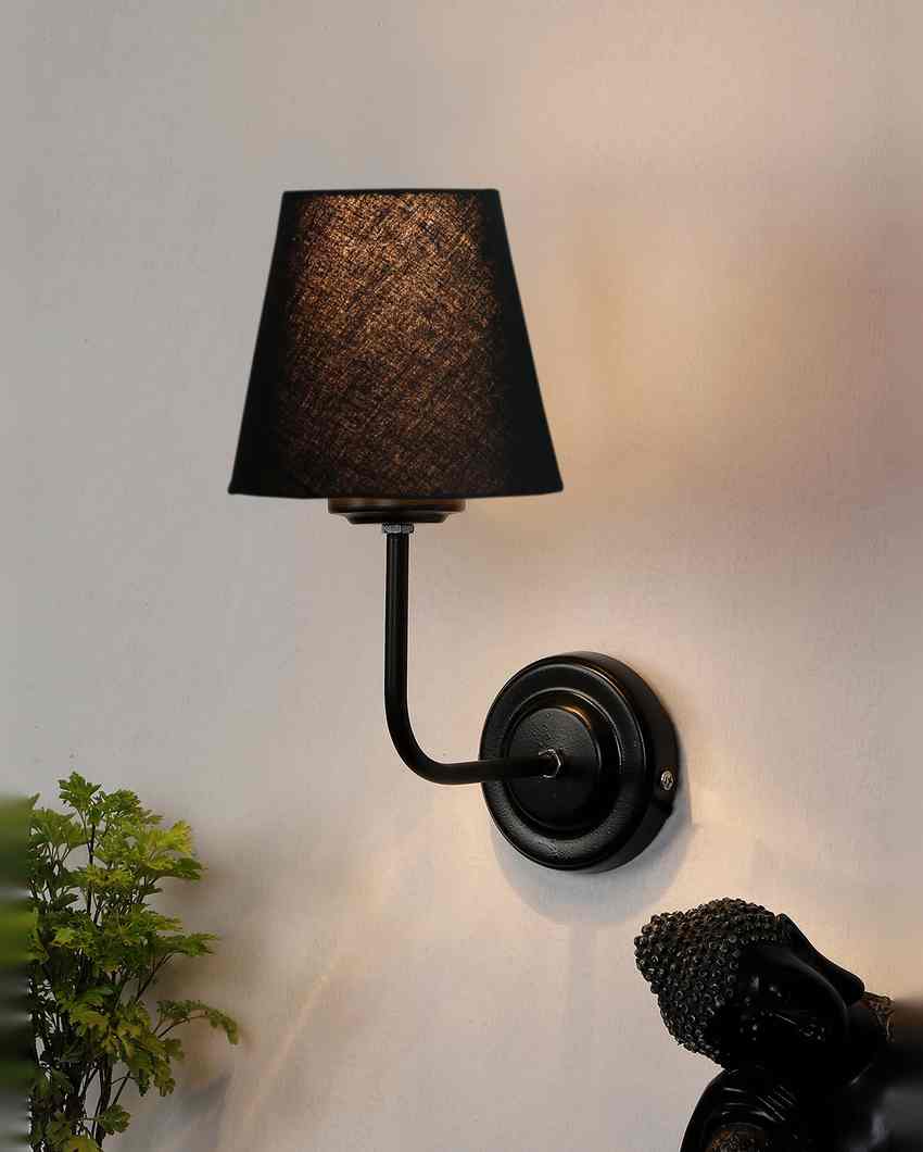 Timeless Classic Cotton Wall Mounted Lamp With Iron Base | 7 x 6 x 10 inches