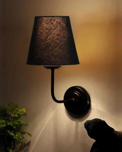 Timeless Classic Cotton Wall Mounted Lamp With Iron Base | 7 x 6 x 10 inches