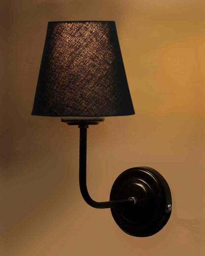 Timeless Classic Cotton Wall Mounted Lamp With Iron Base | 7 x 6 x 10 inches