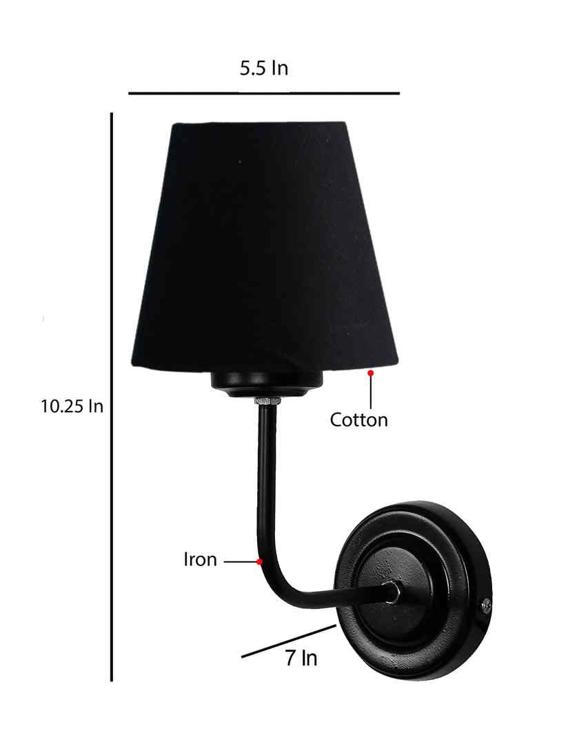 Timeless Classic Cotton Wall Mounted Lamp With Iron Base | 7 x 6 x 10 inches