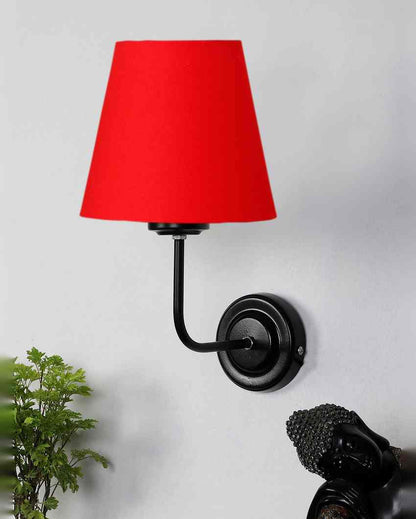 Timeless Classic Cotton Wall Mounted Lamp With Iron Base | 7 x 6 x 10 inches