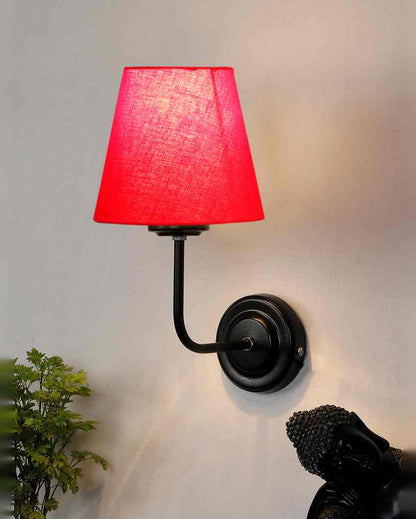 Timeless Classic Cotton Wall Mounted Lamp With Iron Base | 7 x 6 x 10 inches