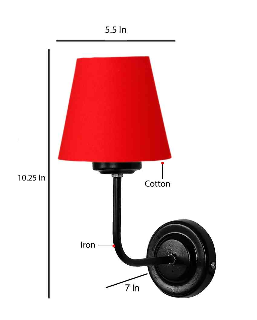 Timeless Classic Cotton Wall Mounted Lamp With Iron Base | 7 x 6 x 10 inches