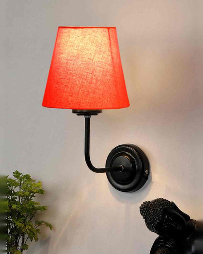 Timeless Classic Cotton Wall Mounted Lamp With Iron Base | 7 x 6 x 10 inches