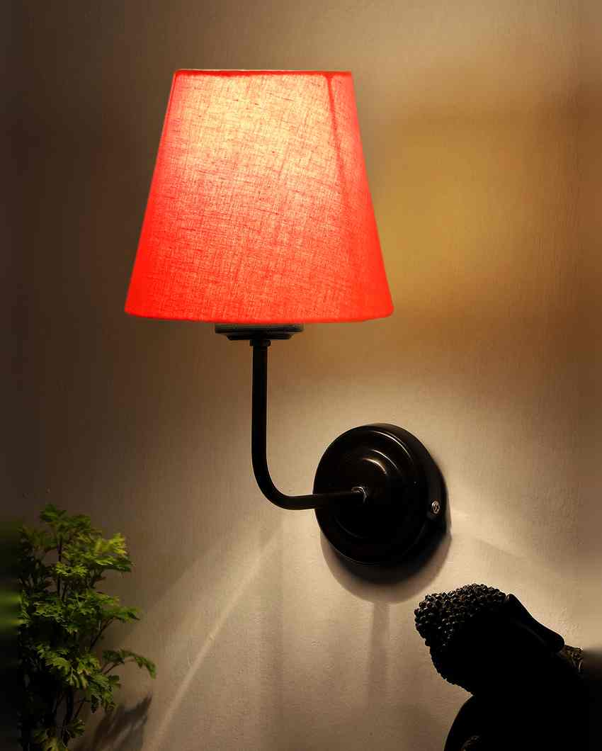 Timeless Classic Cotton Wall Mounted Lamp With Iron Base | 7 x 6 x 10 inches