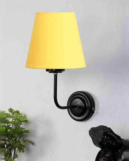 Timeless Classic Cotton Wall Mounted Lamp With Iron Base | 7 x 6 x 10 inches