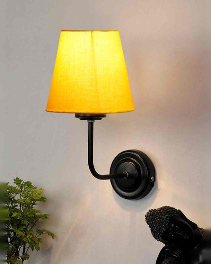 Timeless Classic Cotton Wall Mounted Lamp With Iron Base | 7 x 6 x 10 inches