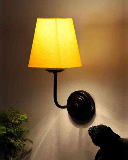 Timeless Classic Cotton Wall Mounted Lamp With Iron Base | 7 x 6 x 10 inches