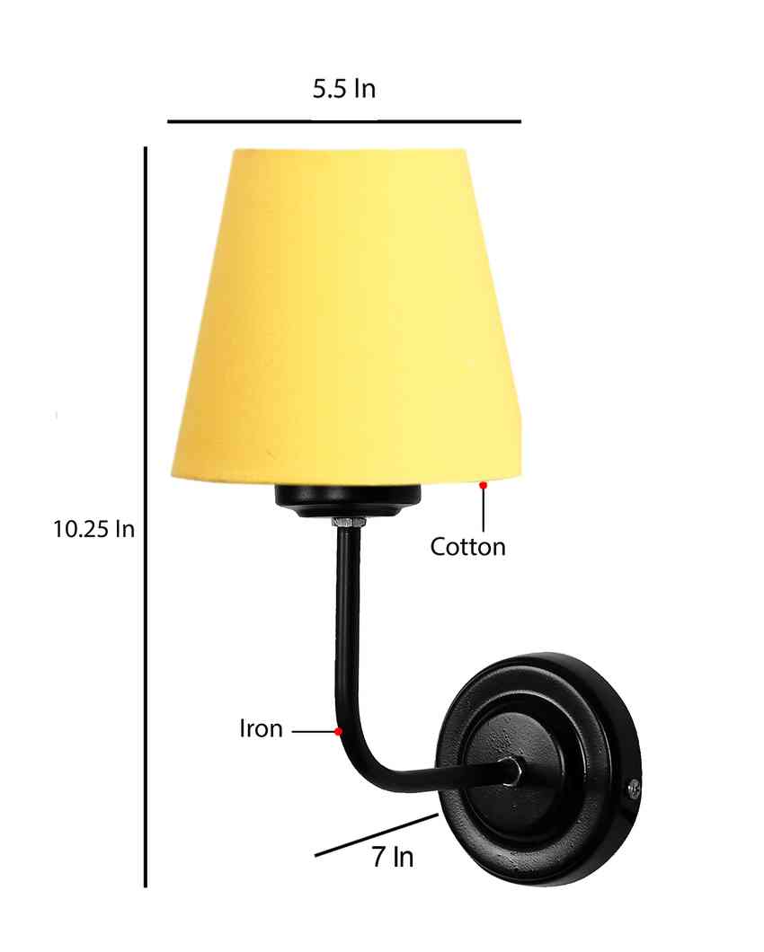 Timeless Classic Cotton Wall Mounted Lamp With Iron Base | 7 x 6 x 10 inches