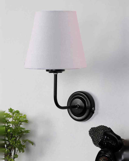 Timeless Classic Cotton Wall Mounted Lamp With Iron Base | 7 x 6 x 10 inches